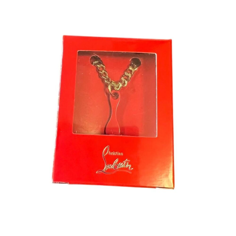 Christian Louboutin Sooooo Glow Gold  Red Sole Lipstick Chain Charm Pendant